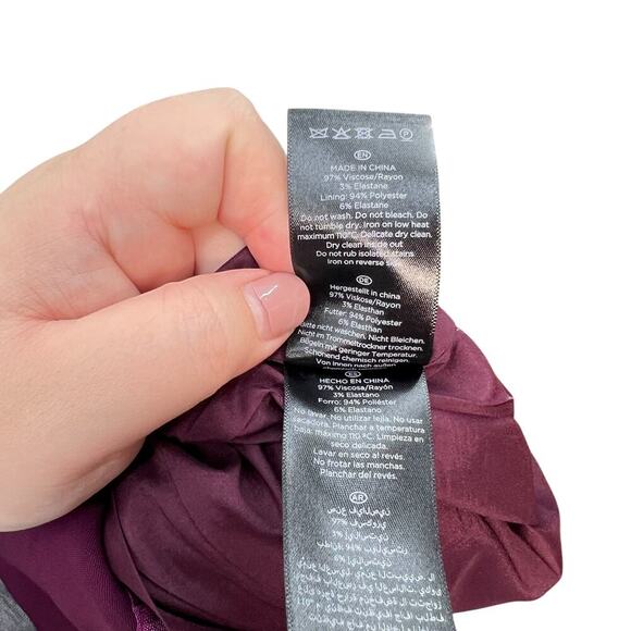 Hobbs London‎ Ruth Dress Purple Burgundy Long Bell Sleeve Sheath Size US 4 - Picture 13 of 14